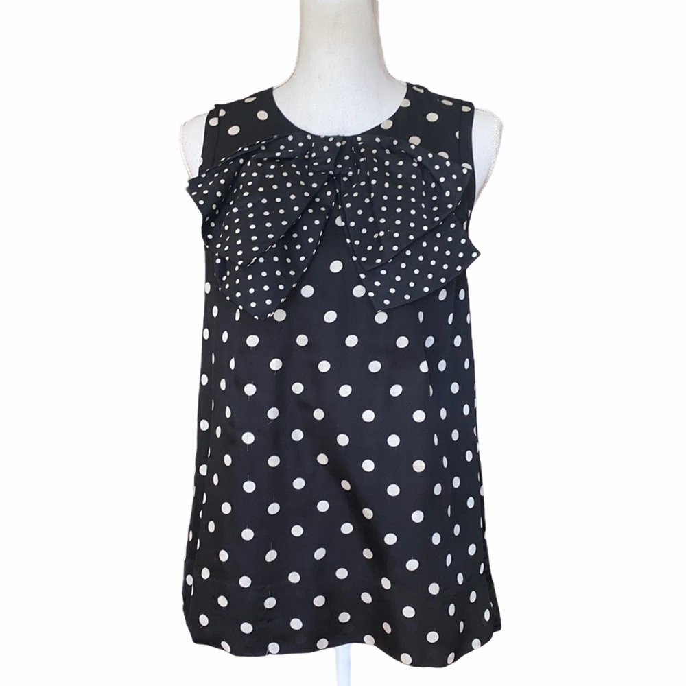 Sonia Rykiel Black White Polka Dot Blouse with Bow